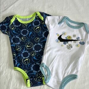0-6M Nike Kids Bodysuit Set - Navy and White
